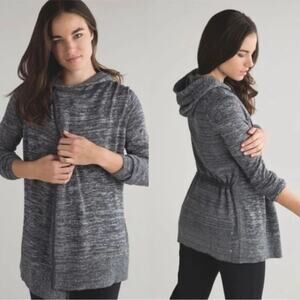Lululemon Peace Of Mind Cashmere + Tencel Cinched Hooded Cardigan Wrap Sweater